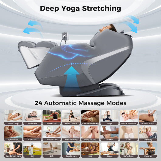 3D SL-Track Full Body Massage Chair with Zero-Gravity Design-Gray