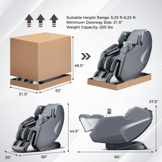 3D SL-Track Full Body Massage Chair with Zero-Gravity Design-Gray