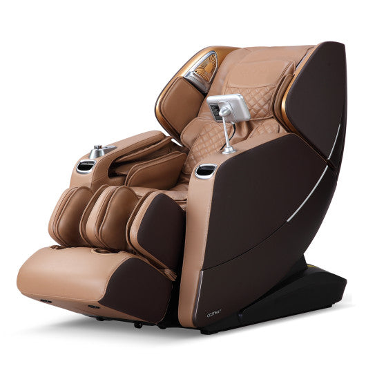 Enjoyment 30-2024 SL Track 3D Full Body Massage Chair Zero Gravity Electric Shiatsu Massage Recliner with Airbags-Brown