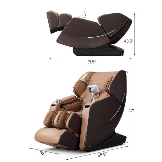 Enjoyment 30-2024 SL Track 3D Full Body Massage Chair Zero Gravity Electric Shiatsu Massage Recliner with Airbags-Brown