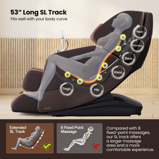 Enjoyment 30-2024 SL Track 3D Full Body Massage Chair Zero Gravity Electric Shiatsu Massage Recliner with Airbags-Brown