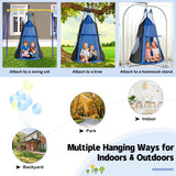 2-in-1 40 Inch Kids Hanging Chair Detachable Swing Tent Set-Blue