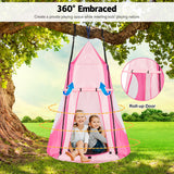 2-in-1 40 Inch Kids Hanging Chair Detachable Swing Tent Set-Pink