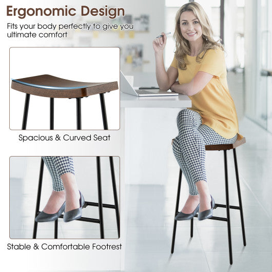 29 Inch Industrial Saddle Bar Stool with Metal Legs-29 inches
