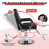 360 Degrees Swivel Salon Hydraulic Barber Chair with Adjustable Headrest and Reclining Backrest-Black