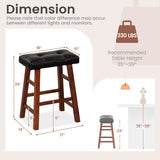 Set of 2 Modern Backless Bar Stools with Padded Cushion-24 inches