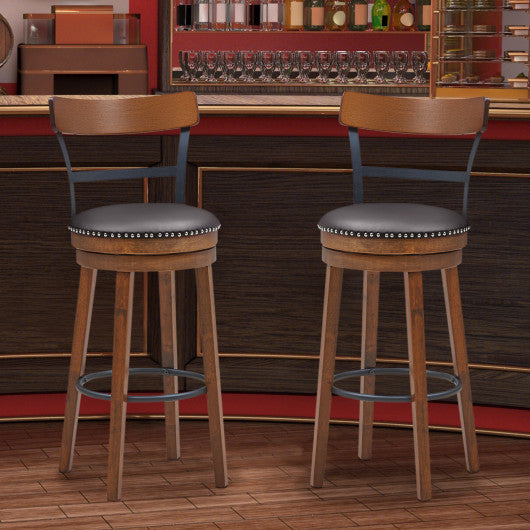 Set of 2 30.5 Inch Swivel Pub Height Bar Stool
