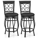 Set of 2 26 Inch Bar Stool with Backrest and Footrest-Black