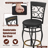 Set of 2 26 Inch Bar Stool with Backrest and Footrest-Black