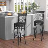 Set of 2 30 Inch Bar Stool with Backrest and Footrest-Black