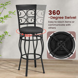 Set of 2 30 Inch Bar Stool with Backrest and Footrest-Black