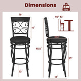 Set of 2 30 Inch Bar Stool with Backrest and Footrest-Black