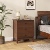 3-Drawer Nightstand with Wooden Finish for Bedroom-Brown