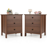 3-Drawer Nightstand with Wooden Finish for Bedroom-Brown