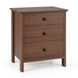 3-Drawer Nightstand with Wooden Finish for Bedroom-Brown