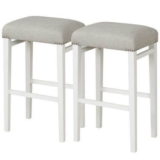 2 Pieces 24.5/29.5 Inch Backless Barstools with Padded Seat Cushions-29.5 inches