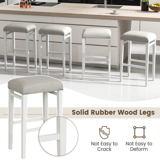 2 Pieces 24.5/29.5 Inch Backless Barstools with Padded Seat Cushions-29.5 inches