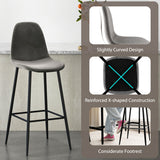 29.5 Inches High Back Bar Stools Set of 2-Dark Gray