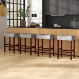 Set of 2 25 Inch Bar Stool with Curved Seat Cushions-Gray
