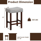 Set of 2 25 Inch Bar Stool with Curved Seat Cushions-Gray