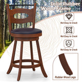 2 Pieces 24/29 inch Swivel Bar Stools with Curved Backrest and Seat Cushions-24 inches