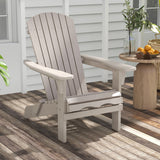 1 Piece Folding Adirondack Chair with High Backrest and Wide Armrests-Gray