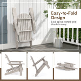 1 Piece Folding Adirondack Chair with High Backrest and Wide Armrests-Gray