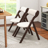 Set of 2 Folding Chairs with Comfy Padded Backrest and Seat-Brown