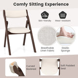 Set of 2 Folding Chairs with Comfy Padded Backrest and Seat-Brown