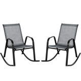 Set of 2 Metal Patio Rocking Chair with Breathable Seat Fabric-Gray