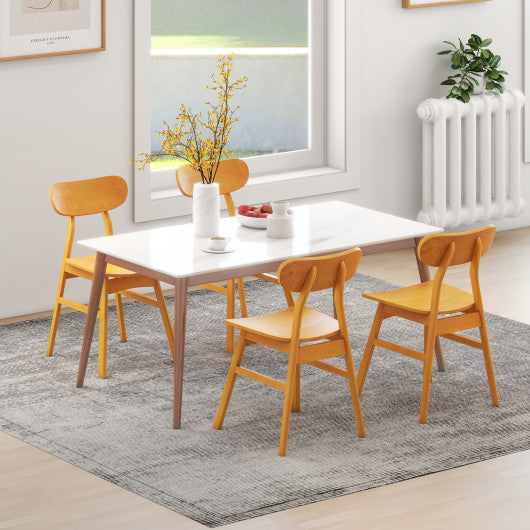Set of 2 Modern Dining Chairs with Curved Backrest and Seat-Natural