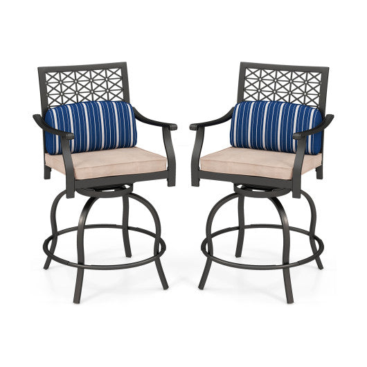 Set of 2 Outdoor Bar Height Chair with Soft Cushions