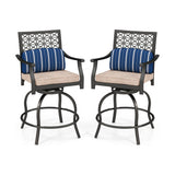 Set of 2 Outdoor Bar Height Chair with Soft Cushions