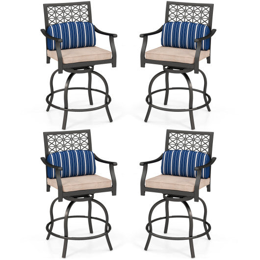 Set of 2 Outdoor Bar Height Chair with Soft Cushions