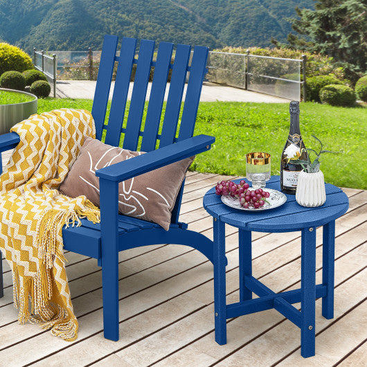 Set of 2 18 Inch Round Weather-Resistant Adirondack Side Tables-Navy