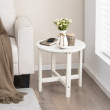 Set of 2 18 Inch Round Weather-Resistant Adirondack Side Tables-White