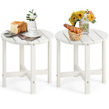 Set of 2 18 Inch Round Weather-Resistant Adirondack Side Tables-White
