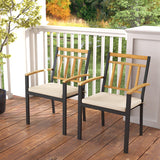 Set of 2 Patio Dining Chairs with Removable Padded Cushions-17 Inches