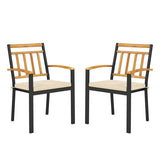 Set of 2 Patio Dining Chairs with Removable Padded Cushions-17 Inches