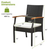 Patio Wicker Chair Set of 2 with Soft Zippered Cushion