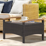 Set of 2 Fade-Resistant Wicker Patio Ottoman-Red