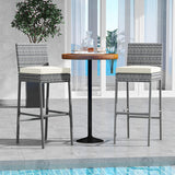 Set of 2/4 Patio Wicker Barstools with Soft Seat Cushion and Cozy Footrest-Set of 2