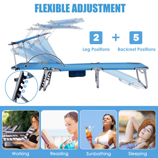 Set of 2 Portable Reclining Chair with 5 Adjustable Positions-Navy