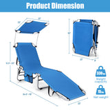 Set of 2 Portable Reclining Chair with 5 Adjustable Positions-Navy