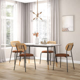 Set of 2 Rattan Dining Chair with Metal Legs-Coffee