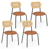 Set of 2 Rattan Dining Chair with Metal Legs-Coffee
