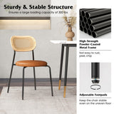 Set of 2 Rattan Dining Chair with Metal Legs-Coffee