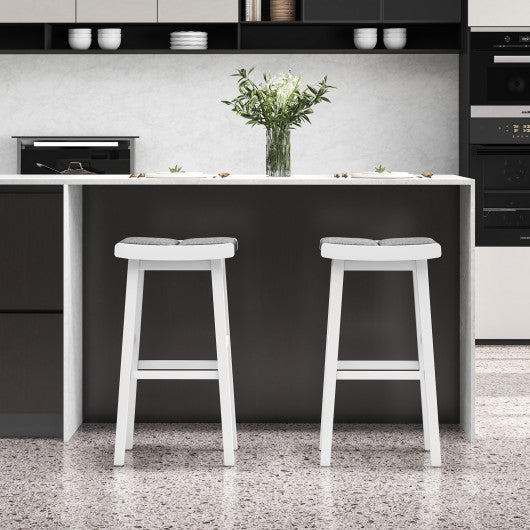 2 Pieces 26/31.5 Inch Upholstered Saddle Barstools with Padded Cushions-31.5 inches