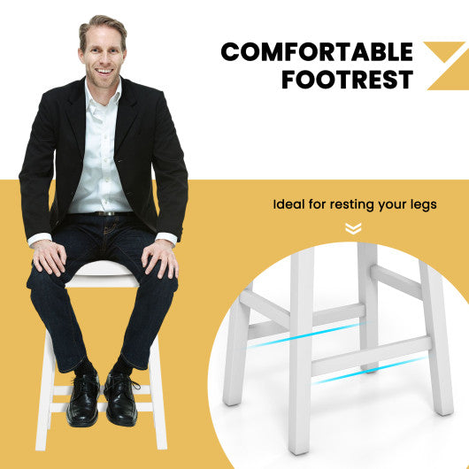 2 Pieces 26/31.5 Inch Upholstered Saddle Barstools with Padded Cushions-26 inches