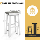 2 Pieces 26/31.5 Inch Upholstered Saddle Barstools with Padded Cushions-31.5 inches